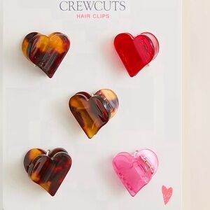 J.Crew Girls' tortoise shell heart clips five-pack
